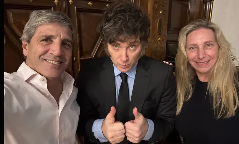 Luis Caputo, Javier Milei, Karina Milei