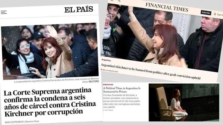 Los medios del mundo reflejaron la condena contra Cristina Kirchner