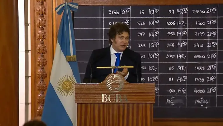 Javier Milei en la Bolsa de Comercio de Buenos Aires 2025
