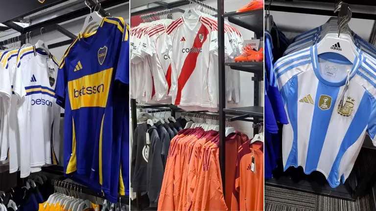 Outlet vende camisetas de Boca, River y la Selección argentina muy baratas
