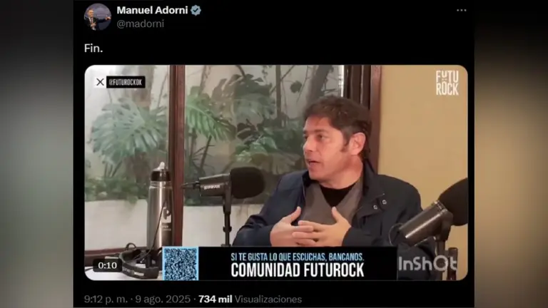 Adorni compartió un video editado de una respuesta de Kicillof y Milei lo replicó
