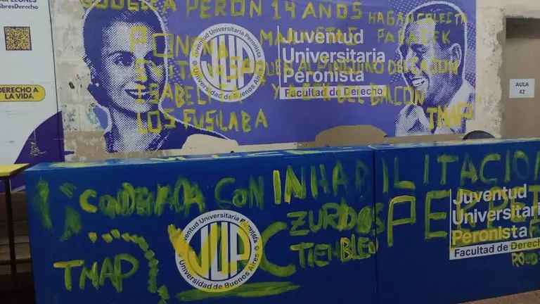 VIDEO | Tensión y golpes en la Facultad de Derecho de la UBA entre justicialistas y libertarios