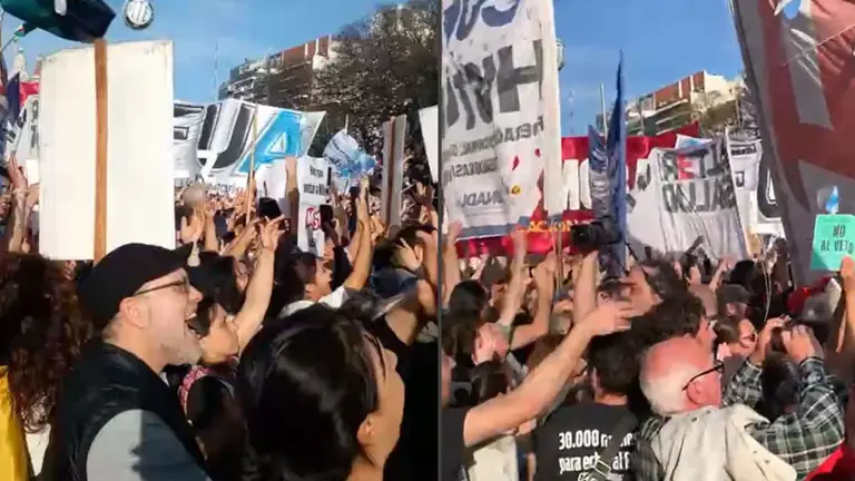 Celebración por rechazo a los vetos de Javier Milei en el Congreso