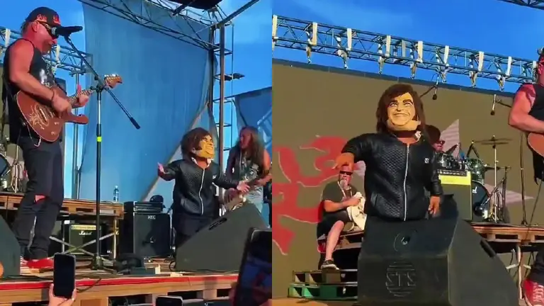 La Renga subió a un hombre disfrazado de Milei al escenario para tocar Panic Show