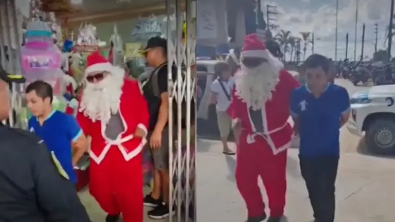 Maravillosa jugada: policía disfrazado de Papá Noel desbarata venta de pirotecnia ilegal