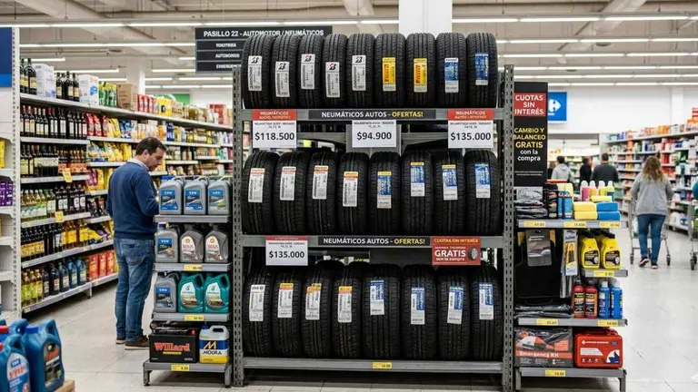 Coto y Carrefour venden neumáticos con descuento