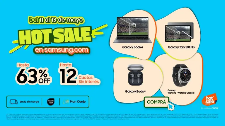 Samsung se suma al Hot Sale: hasta 50% OFF y 12 cuotas sin interés en tecnología que simplifica tu día a día