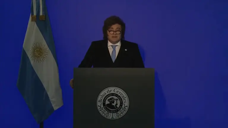 Javier Milei en la Bolsa de Cereales