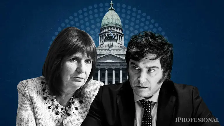 Javier Milei y Patricia Bullrich enfrentados, con el Congreso de fondo
