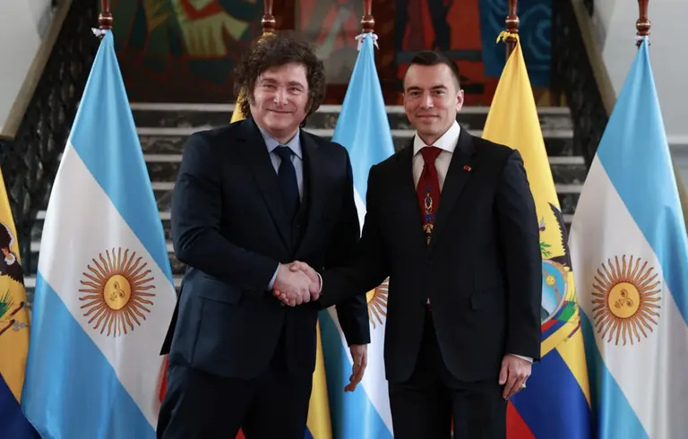 Javier Milei con Daniel Noboa en Ecuador