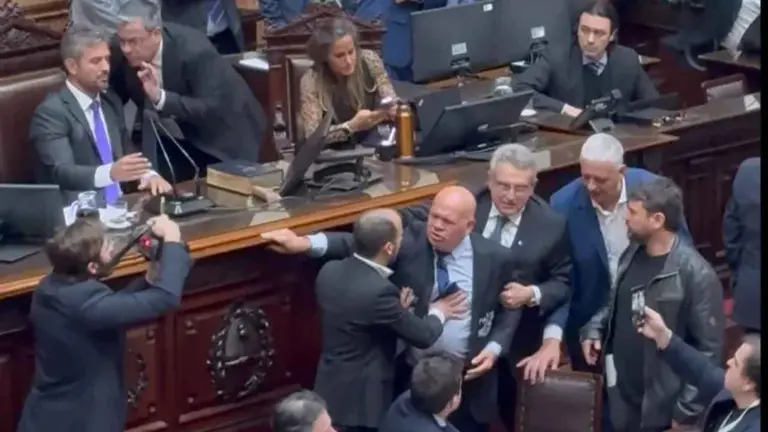 Martín Menem cruzó a Aldo Leiva en Diputados durante el debate del BCRA y la sesión terminó con gritos y protestas