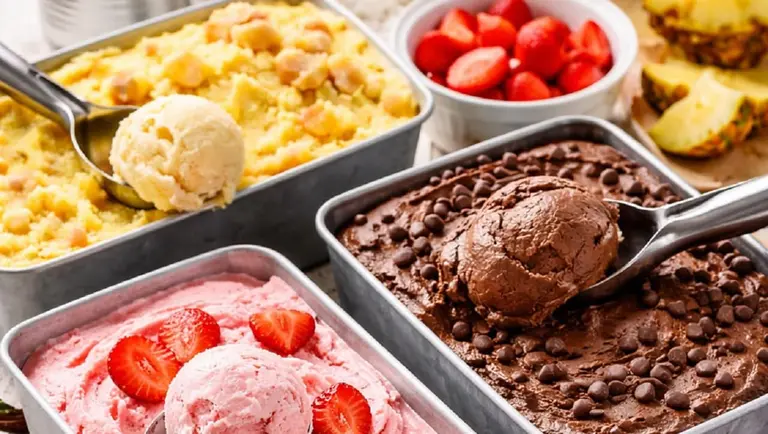 Helados de distintos gustos. Imagen de archivo.