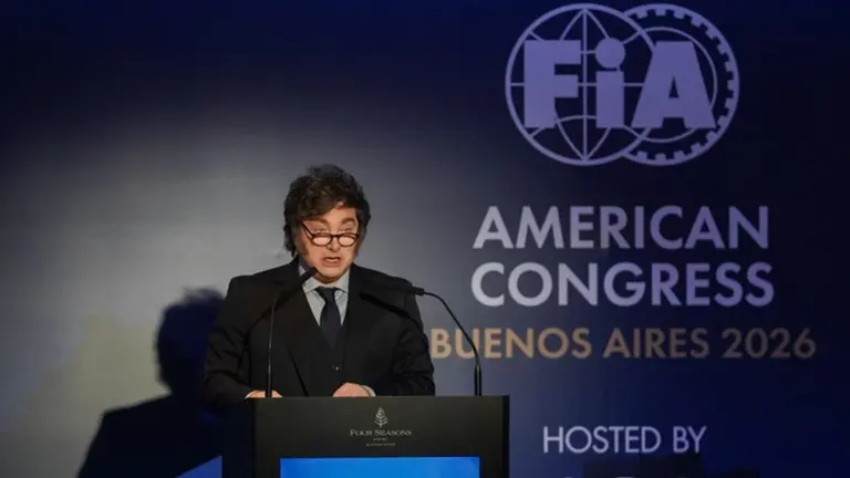 Javier Milei en el Congreso de la FIA en Buenos Aires