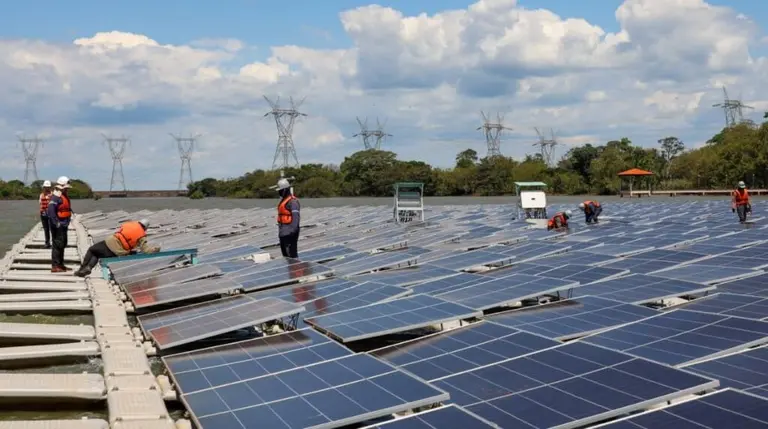 Planta Solar sobre el lago de represa Itaipú