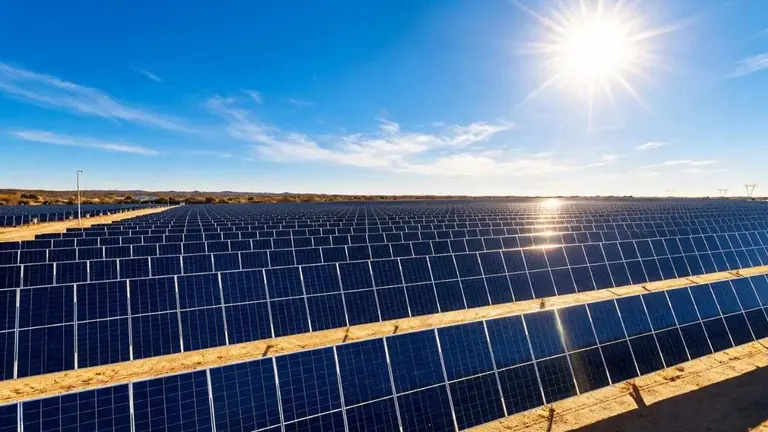 Hileras de paneles solares en el nuevo parque del Grupo Dinosaurio en Córdoba