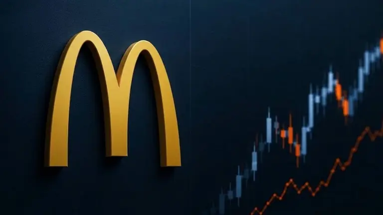 El logo de McDonald's con gráficos de variación del mercado. Imagen generada por IA