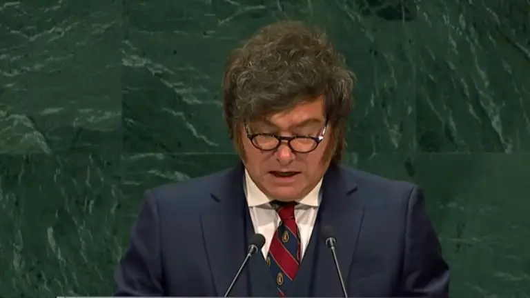 Javier Milei brinda su discurso ante la Asamblea de las Naciones Unidas