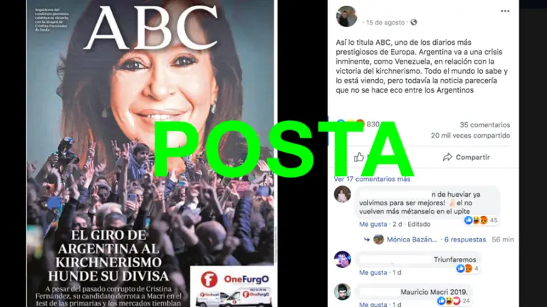 Es verdad que un diario español tituló: "El giro de Argentina al kirchnerismo hunde su divisa"