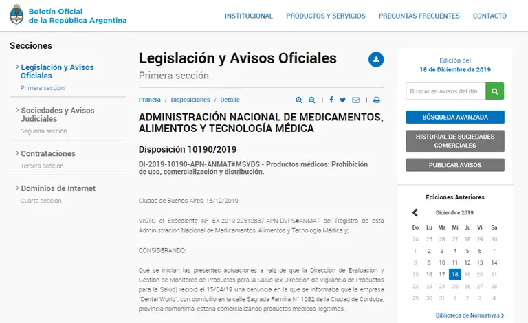 ANMAT prohibió productos de ortodoncia y una marca de medicamentos