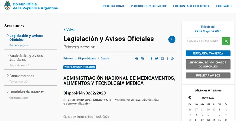 ANMAT prohibió el uso de un dispositivo médico robado