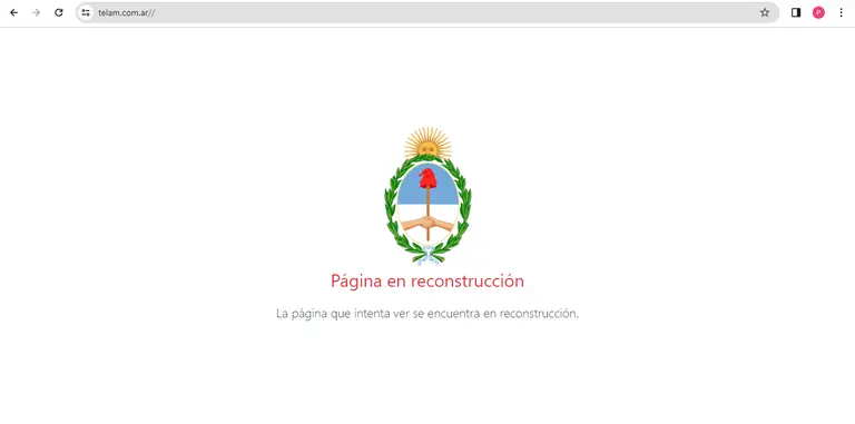El cierre de Télam: el mensaje que apareció en el sitio web de la agencia de noticias