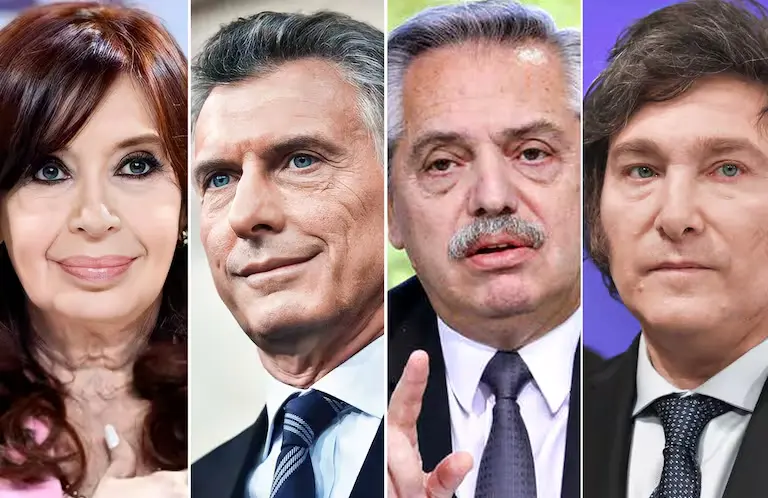 Presidentes argentinos Cristina Kirchner Mauricio Macri Alberto Fernández Javier Milei