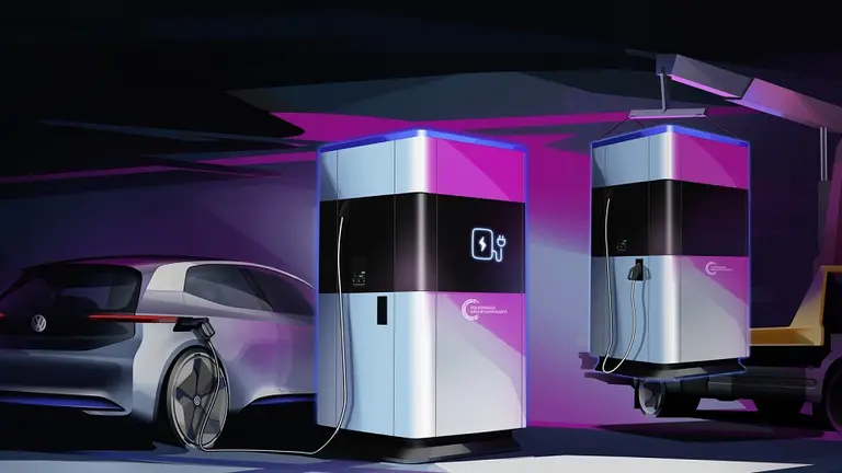 Cómo es la batería móvil de Volkswagen que promete recargar el auto en cualquier lugar y en 17 minutos