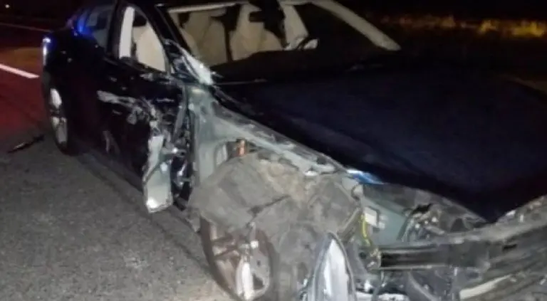 Insólito: veía una película en su Tesla en modo "autopiloto" y chocó contra un patrullero