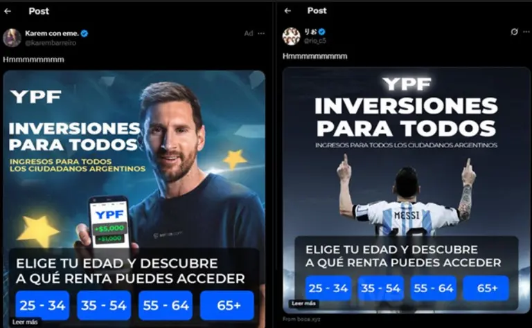 Alerta por estafa de inversión con YPF que usa la imagen de Messi y otros famosos: cómo evitar caer