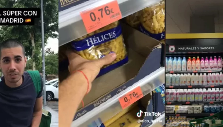 Increíble: un argentino mostró lo que se puede comprar en un supermercado de Madrid con €20 y fue viral