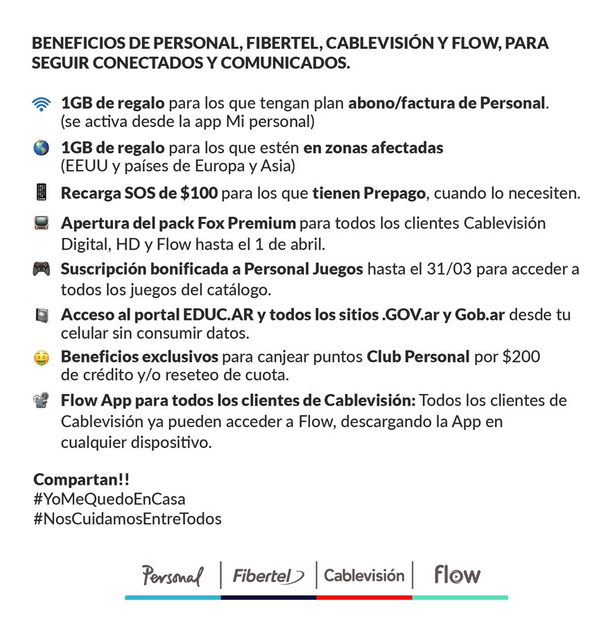 Personal y Cablevisión suman beneficios para acompañar a clientes y sus familias