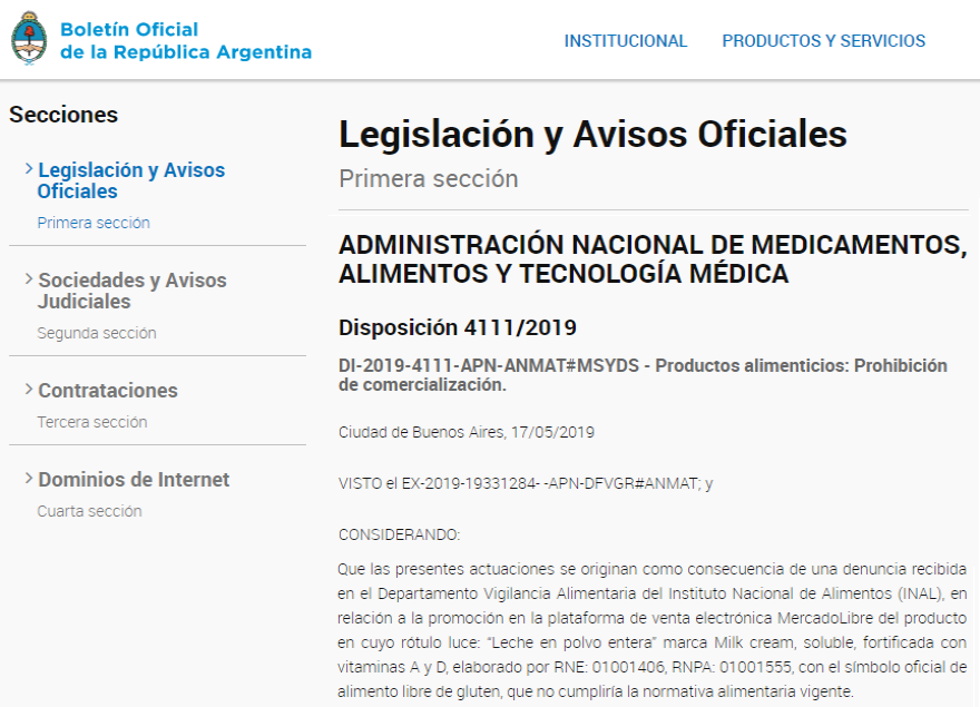 Esta vez, una marca de leche en polvo en la lista negra de ANMAT