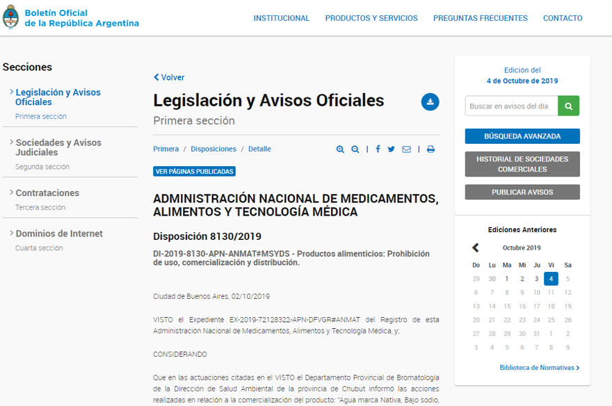 Lista negra de ANMAT: un agua mineral y una leche en polvo, entre otros productos