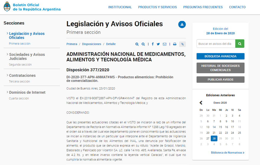 ANMAT alertó sobre la falsificación de una reconocida marca de aceite y prohibió una golosina