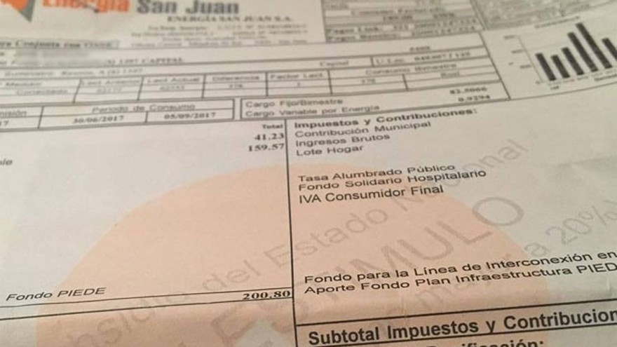 Luz récord en San Juan: el 40% de la boleta corresponde a impuestos