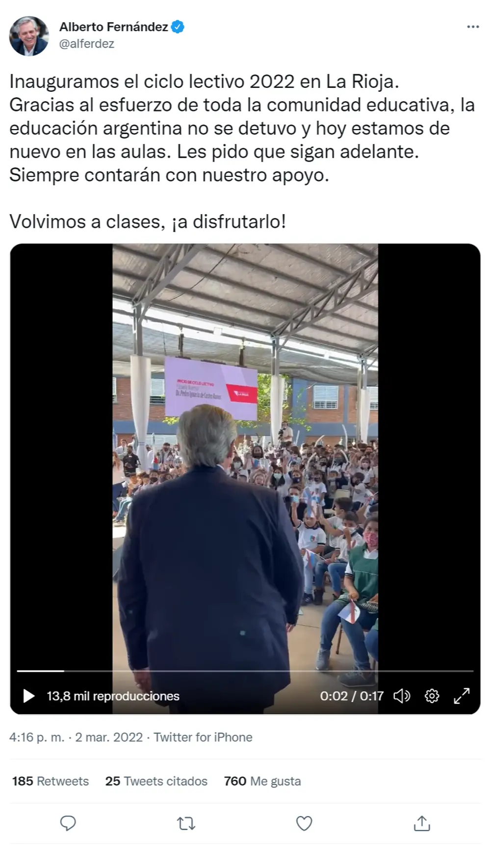 El tuit que publicó Fernández