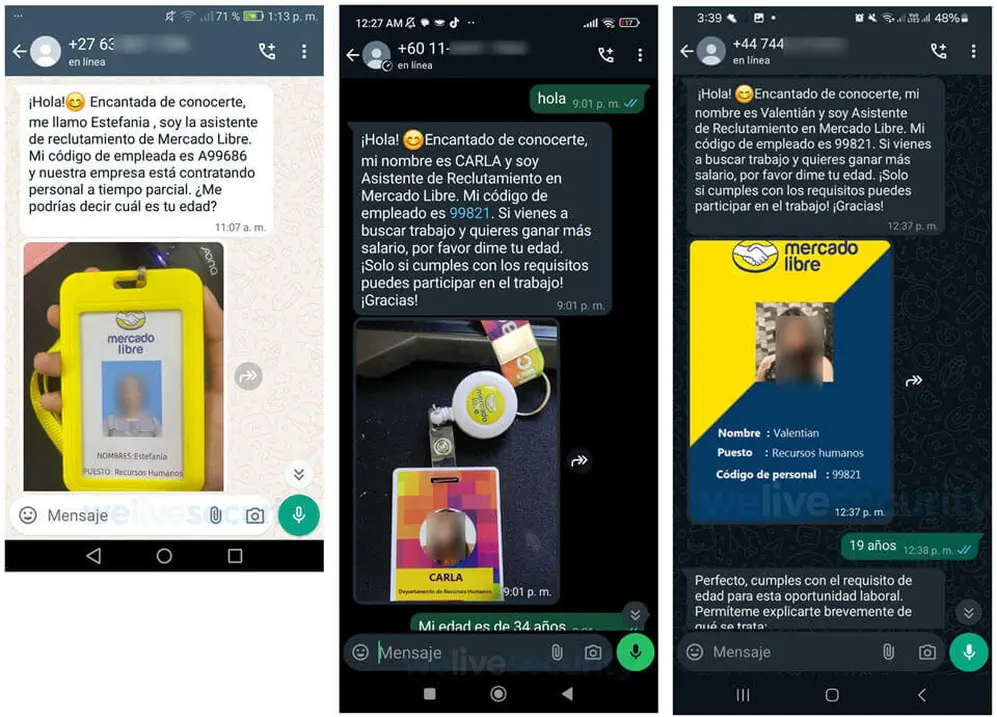 Avisos de empleo falsos por WhatsApp