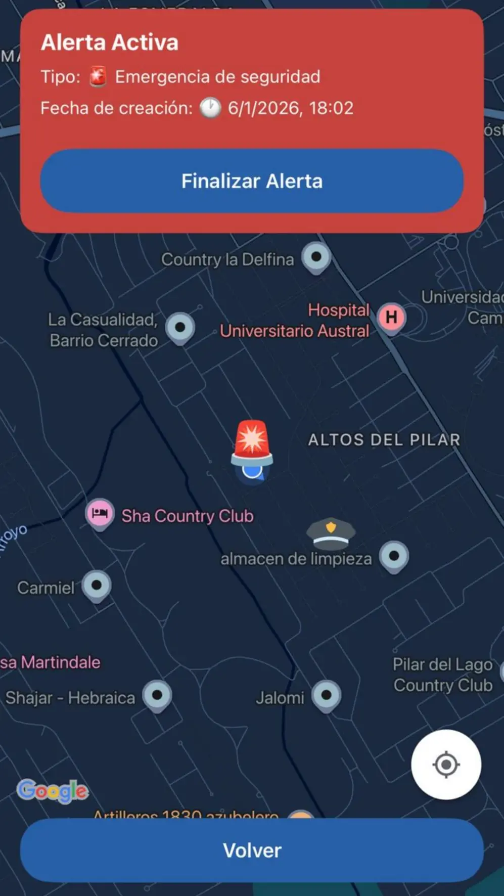 El sistema se activa cuando el celular se aleja del llavero y el usuario no responde en tiempo real
