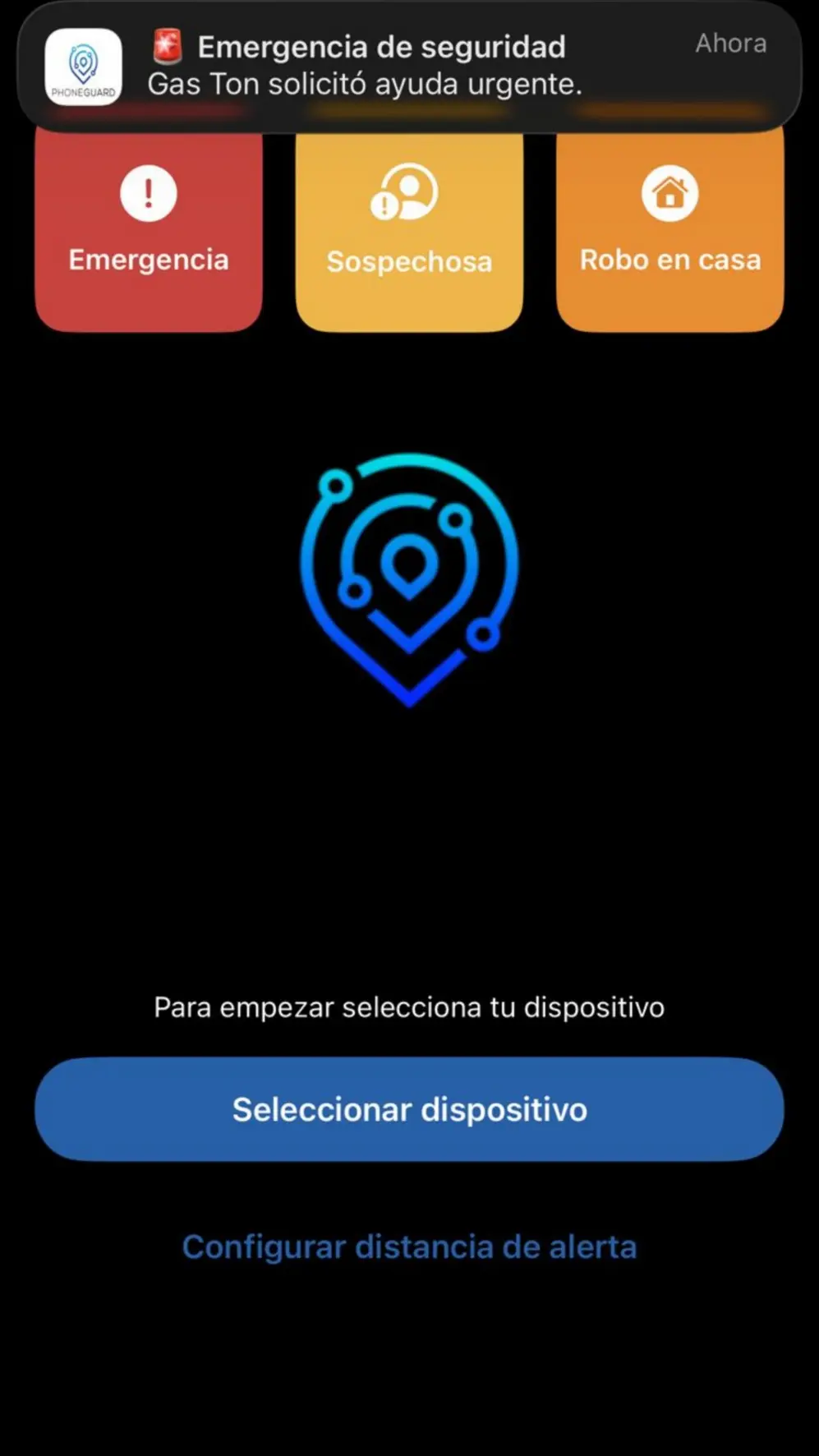 Permite alertas manuales por actividad sospechosa, emergencias y robos en hogares