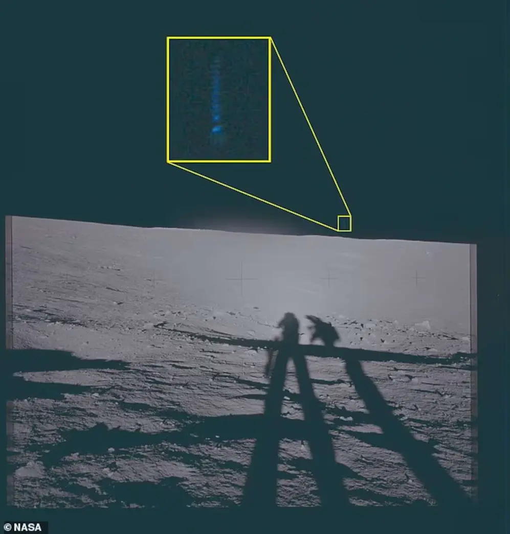 Fragmento de un documento desclasificado de la NASA sobre luces detectadas durante una misión espaci