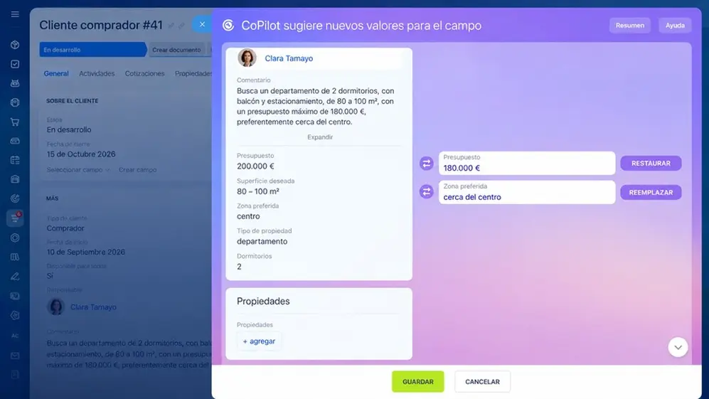 CoPilot de Bitrix24 transcribe las llamadas y propone actualizar automáticamente los campos del CRM
