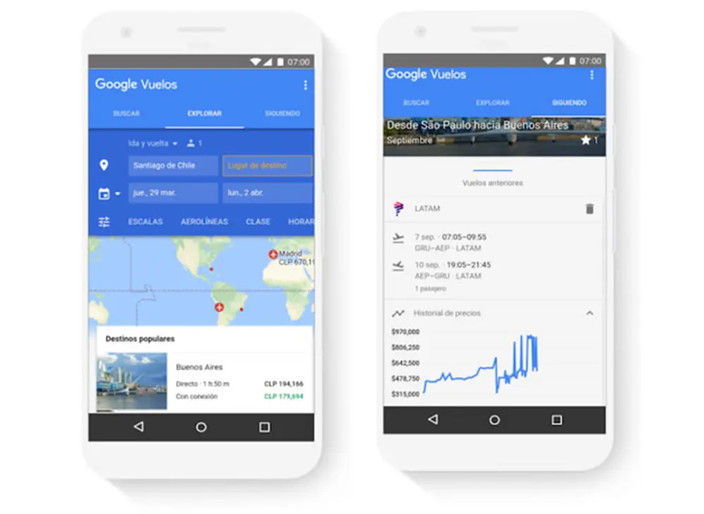 Google Flights ofrece mucha información sobre vuelos de pasajeros.