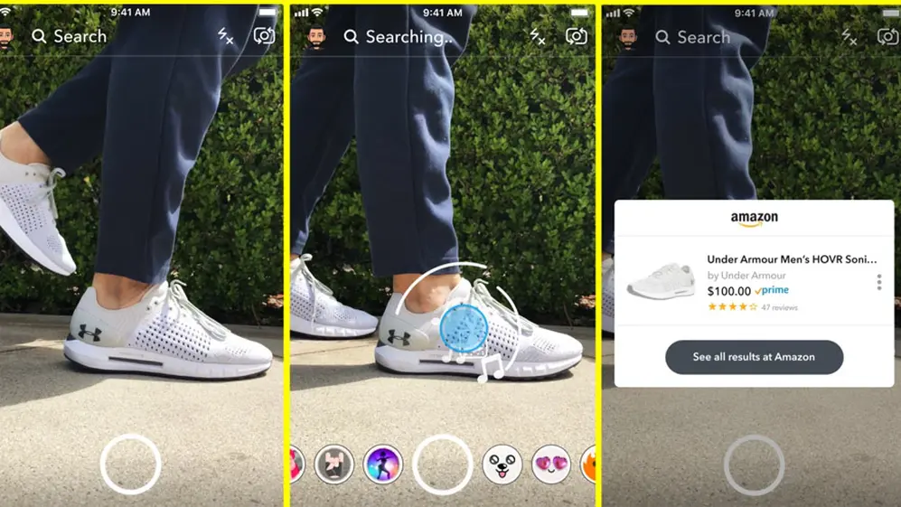 Snapchat + Amazon, en acción. Foto: TechCrunch.