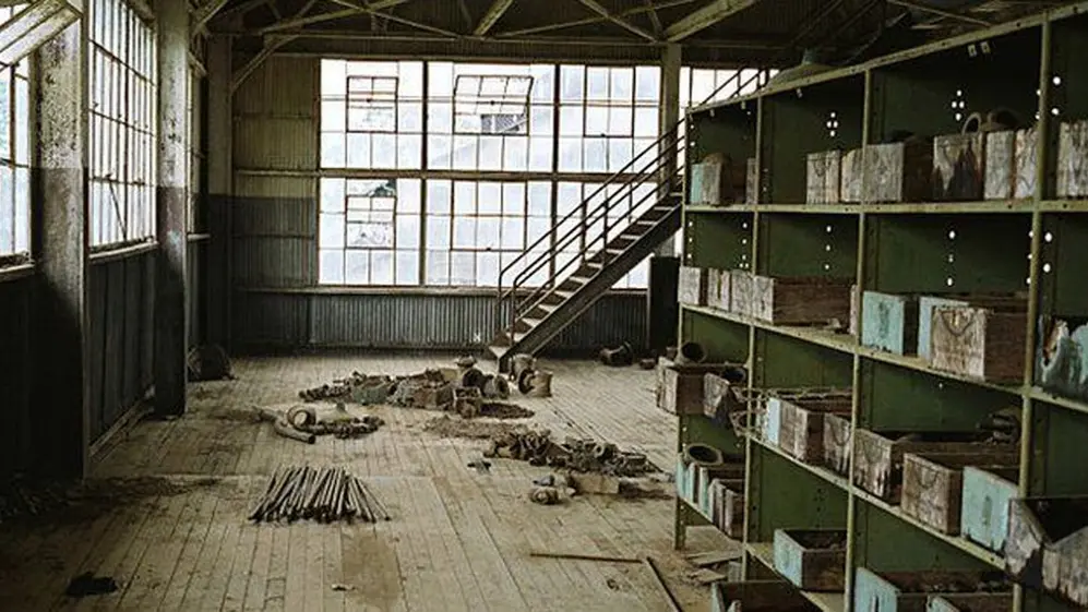 El interior de un depósito fabril.