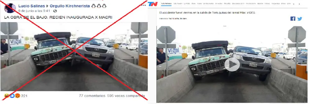 Capturas de pantalla realizadas el 11 de junio de 2019 de una de las publicaciones en Facebook y del video original de 2016.