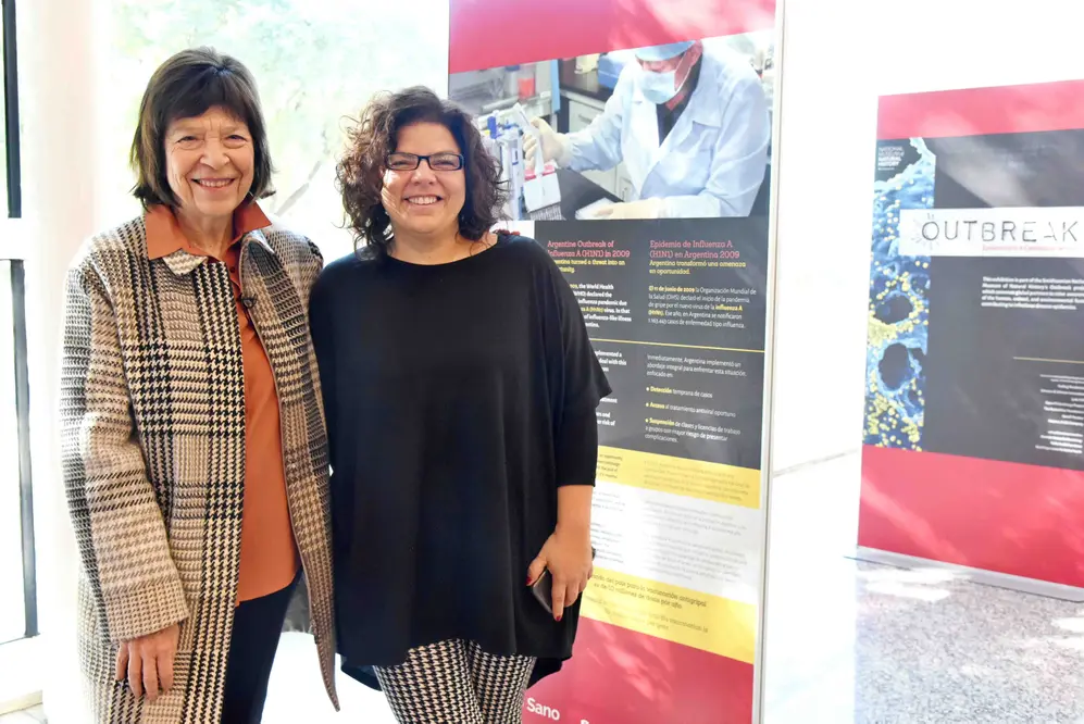 Silvia Gold, presidenta de la Fundación Mundo Sano y Carla  Vizzotti, presidenta de la Sociedad Argentina de Vacunología y Epidemiología