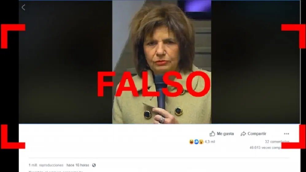 Patricia Bullrich fue víctima de un video falso este año.