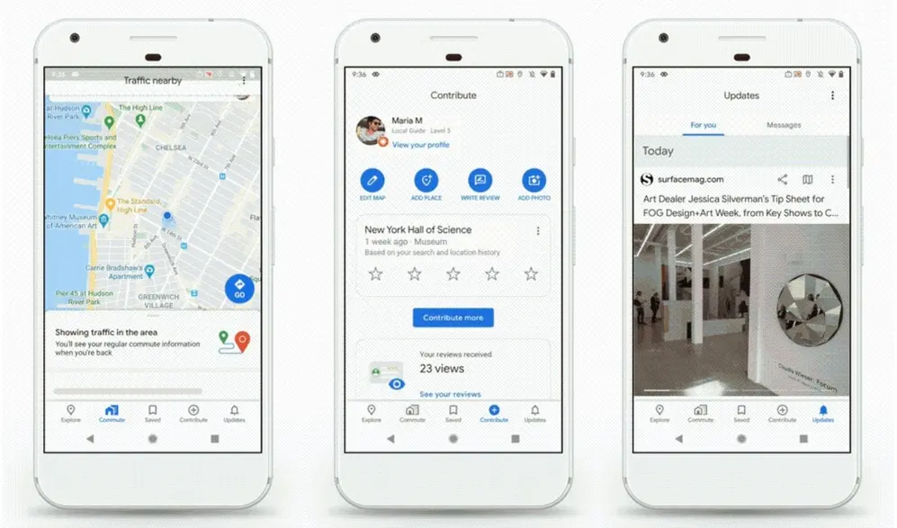 Así se ve la nueva interfaz de Google Maps.