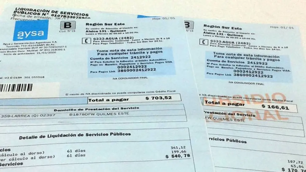 El número de factura de AySA se encuentra en la parte superior derecha de la factura