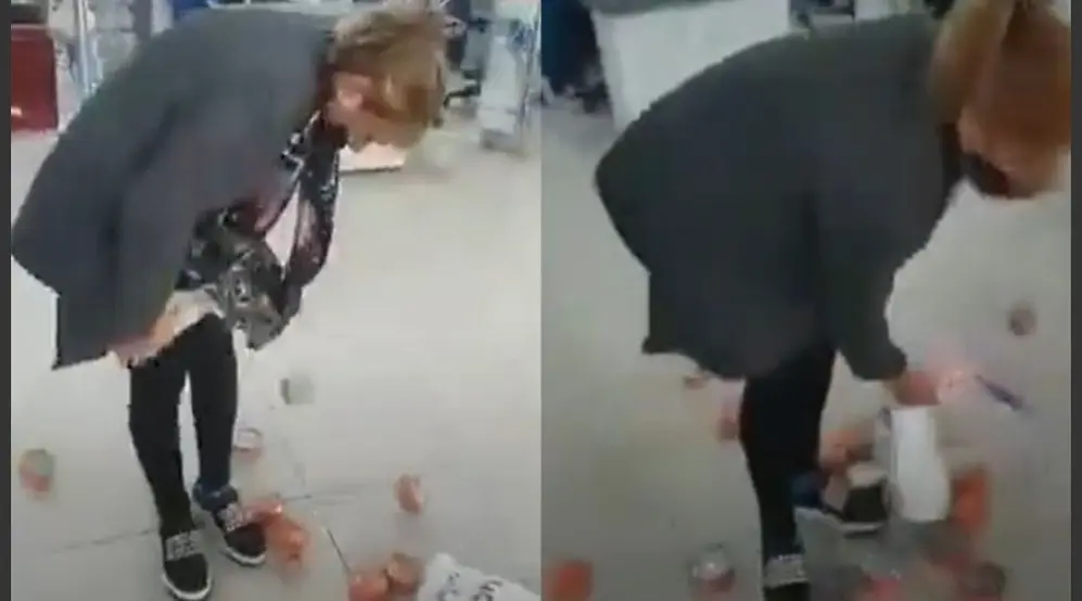 Video: atraparon a mechera robando latas de atún